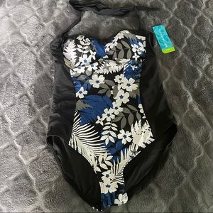 NWT Tropical escape halter one piece bathing suit